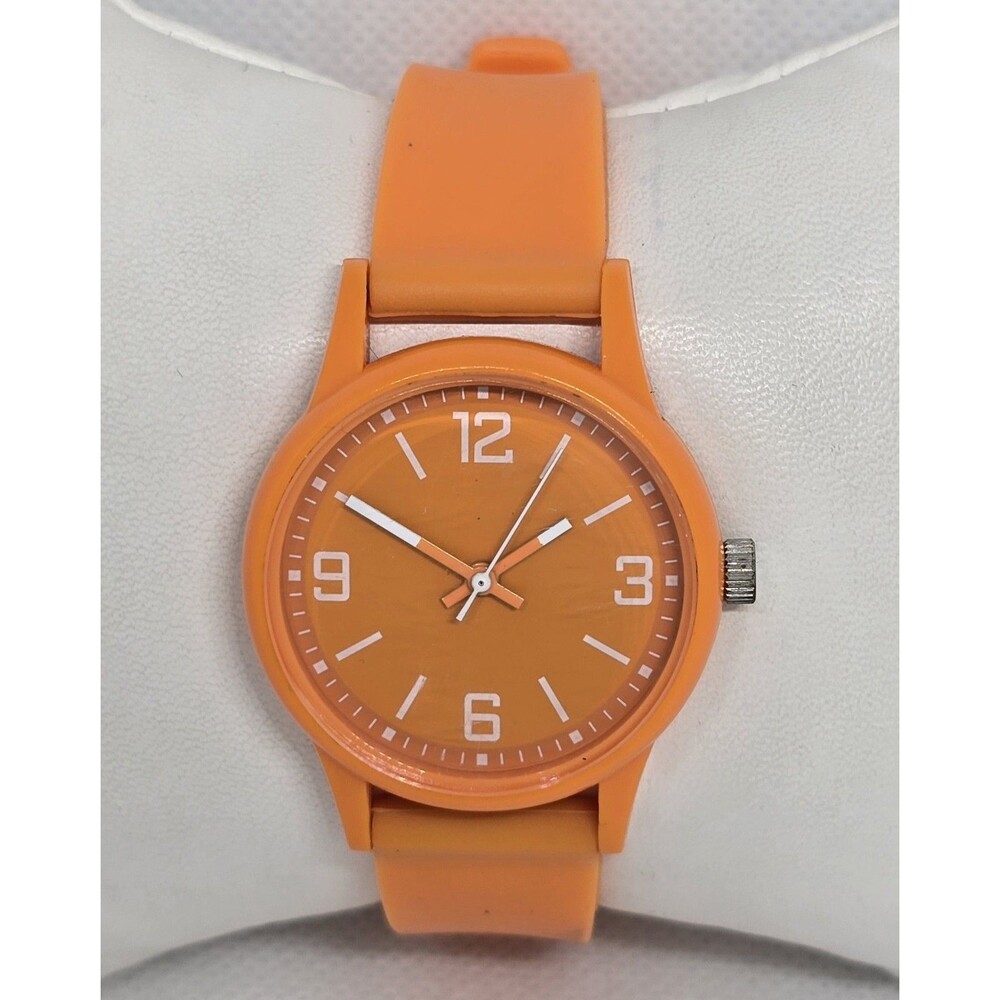 Women's Classic Round Orange Case Dial Poly Jelly Band Watch 14 - Picture 5 of 9